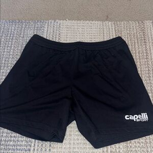 Black Athletic Shorts with Elastic Waistband and Lightweight Fabric